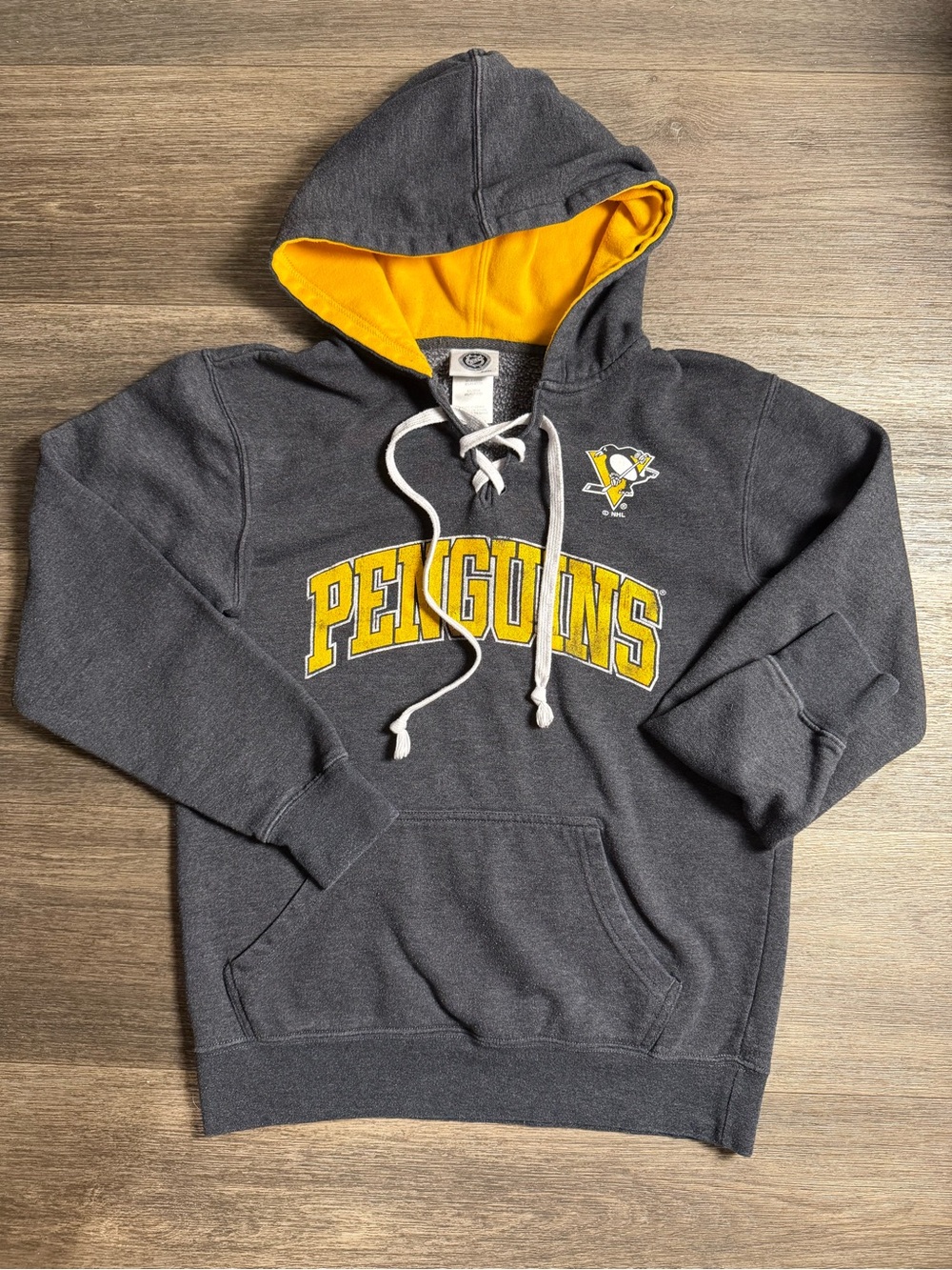NHL Pittsburgh Penguins Gray Hoodie with Gold Lining